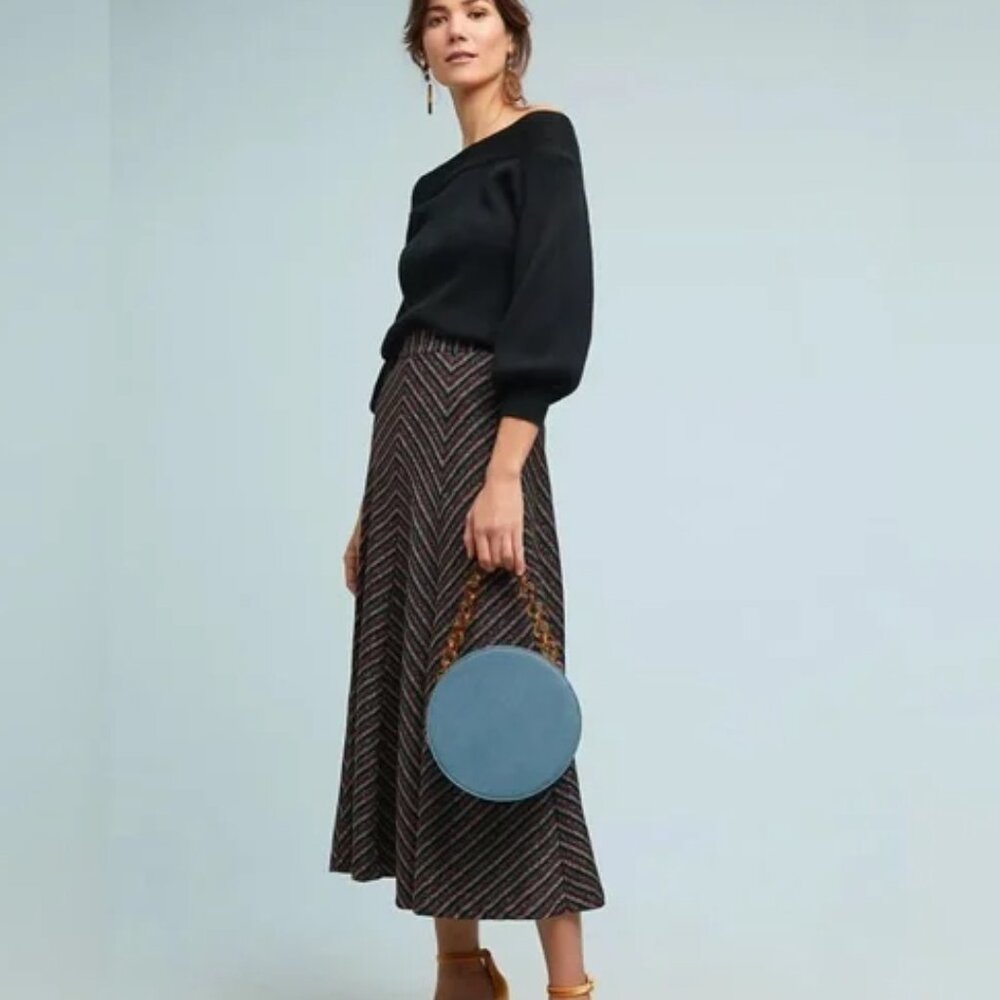 Anthropologie Maeve Chevron Shine Skirt XS